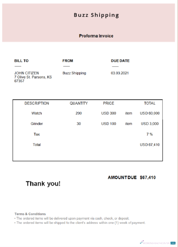 Download USA Buzz Shipping invoice Photoshop template